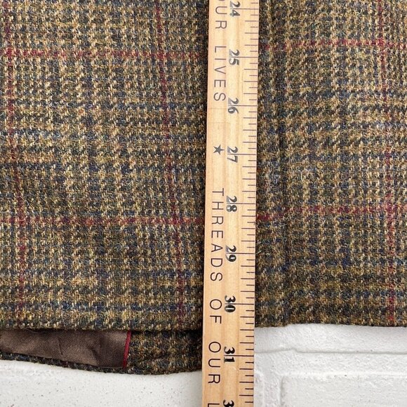 Unbranded Blazer Men‎ 44 Brown Red Plaid Tweed 1 Button Wool VTG Hungary - Picture 13 of 14